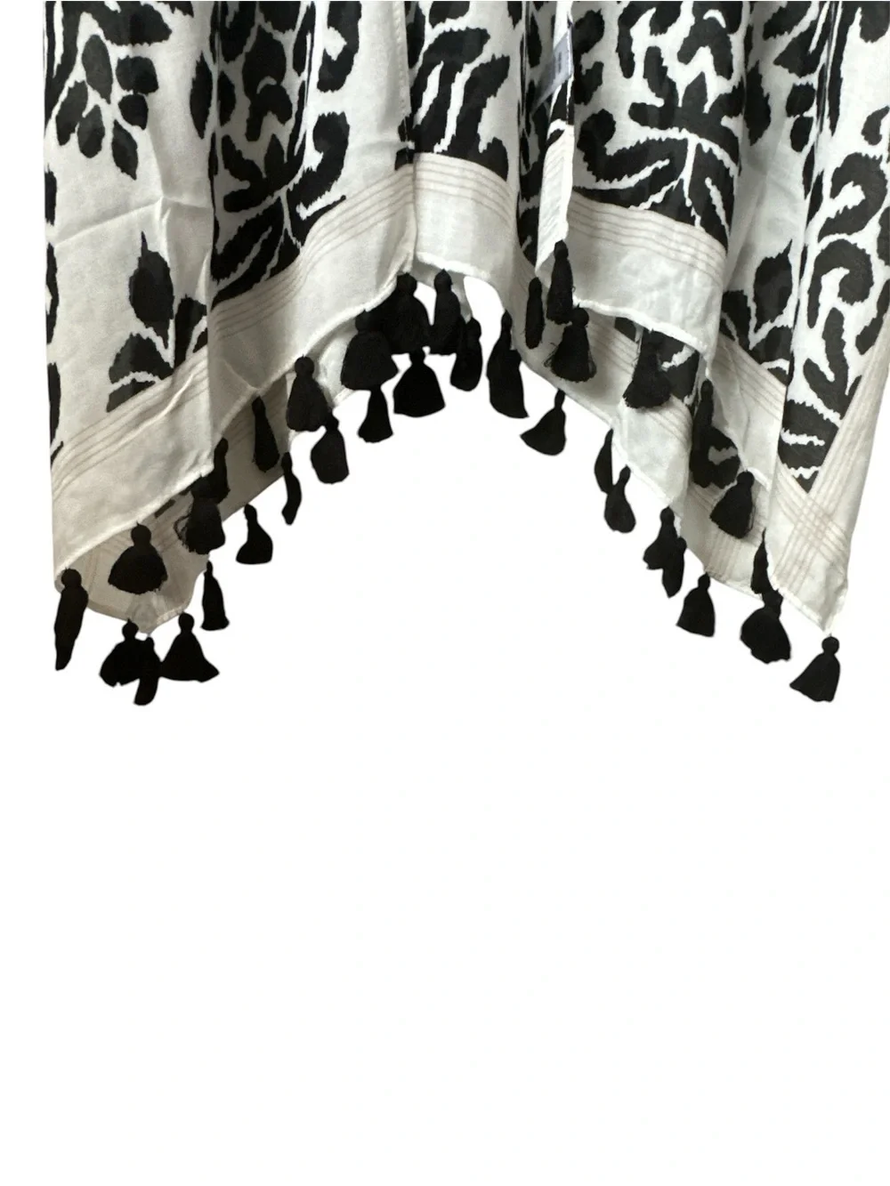 NORDSTROM OSFM Black & White Printed Summer Kimono With Armhole And Tassels